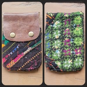 🌎👽 Free People Boho Embroidered Repurposed vtg banjara hippie Wallet card case